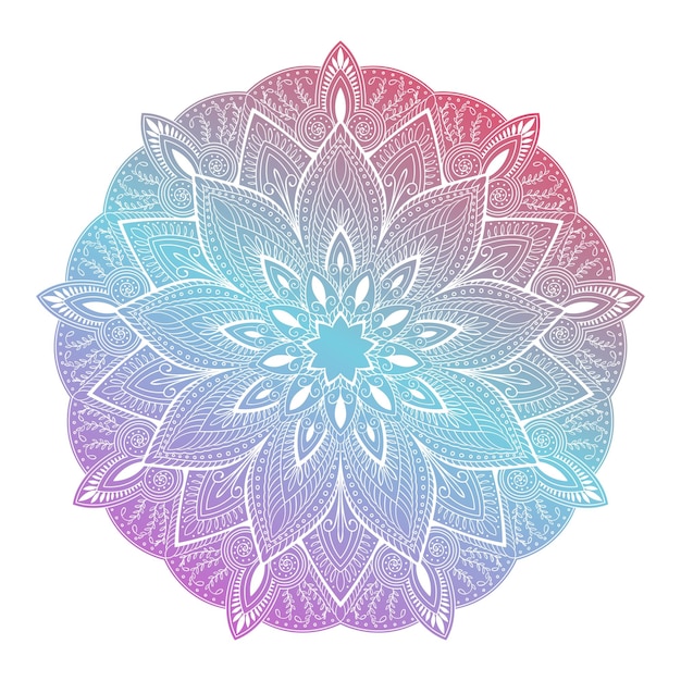 Mandala de flores Elemento decorativo vintage Flor de garabato redonda ornamental aislada sobre fondo blanco