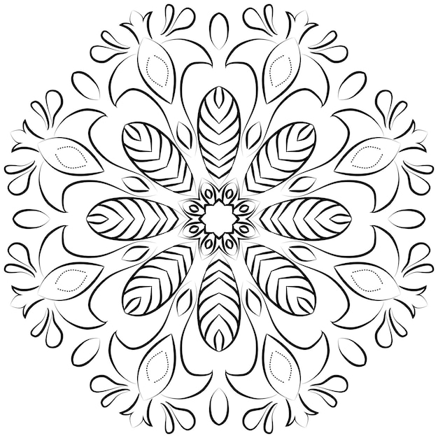 Mandala de flores elementos decorativos vintage ilustración de vector de dibujo oriental islam árabe indio marroquí español turco pakistaní chino motivos místicos otomanos página de libro para colorear
