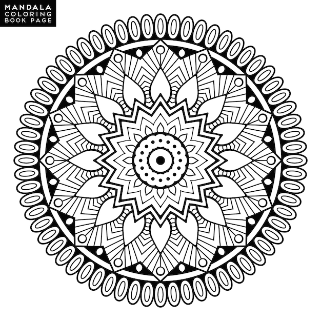 Mandala de flores. Elementos decorativos vintage. Patrón oriental, ilustración vectorial. Islam, árabe, indio, marroquí, españa, turco, pakistán, chino, místico, motivos otomanos. Página de libro para colorear