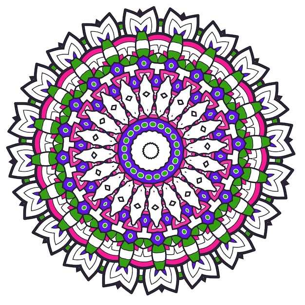 Mandala Con Flores, Hojas Y Rizos Sobre Un Fondo Blanco. Libro para colorear antiestrés