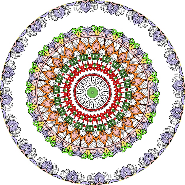 Mandala Con Flores, Hojas Y Rizos Sobre Un Fondo Blanco. Libro para colorear antiestrés