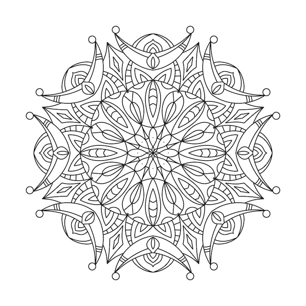 Mandala de flores lineales Color editable Fondo editable
