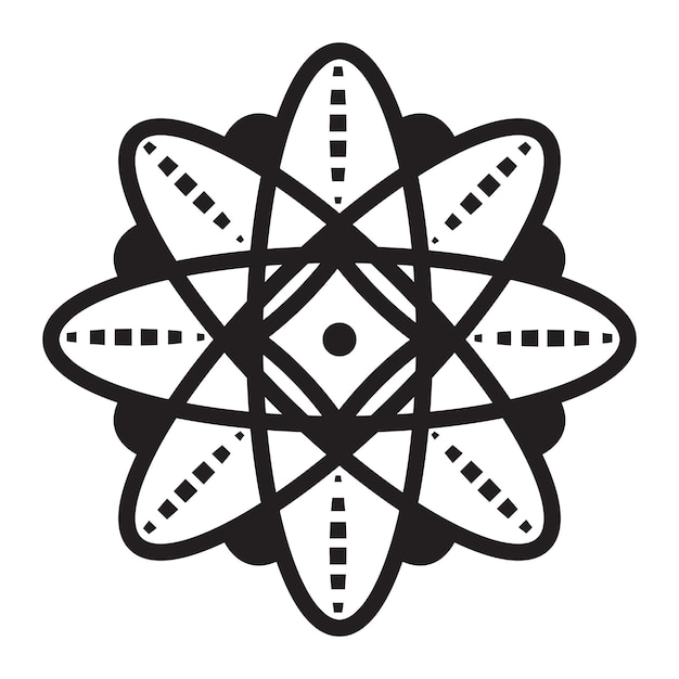 Mandala de flores de ocho pétalos símbolo de armonía e infinito ciclo de reciclaje vector de línea negra