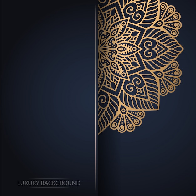 mandala de flores de oro sobre fondo oscuro