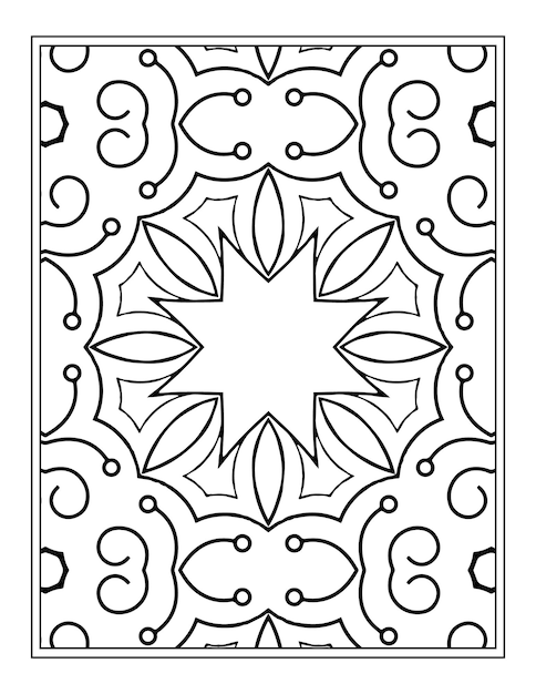 Mandala flores patrón blanco y negro para colorear página del libro