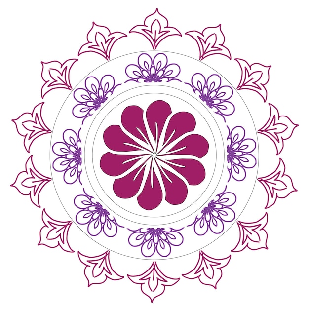 mandala de flores púrpura y blanca