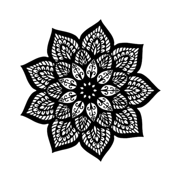 Mandala de flores redondas para tatuaje, henna. Elementos decorativos vintage. oriental
