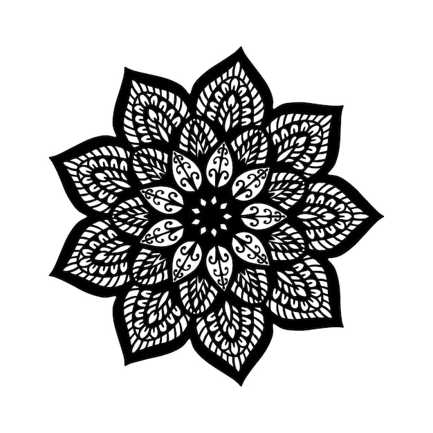 Vector mandala de flores redondas para tatuaje, henna. elementos decorativos vintage. oriental