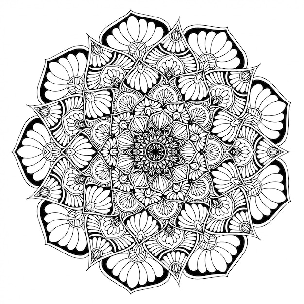 Mandala de flores redondas para tatuaje, henna. elementos decorativos vintage. patrones orientales. diseño indio, patrón y sello.