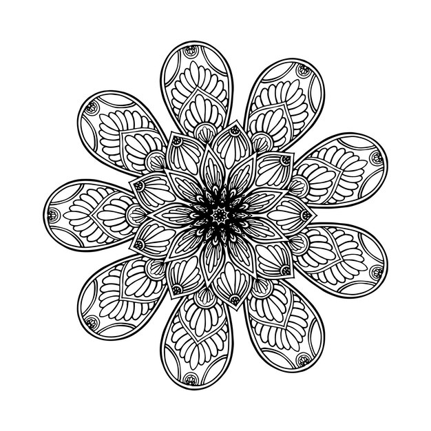 Vector mandala de flores redondas para tatuaje henna elementos decorativos vintage patrones orientales