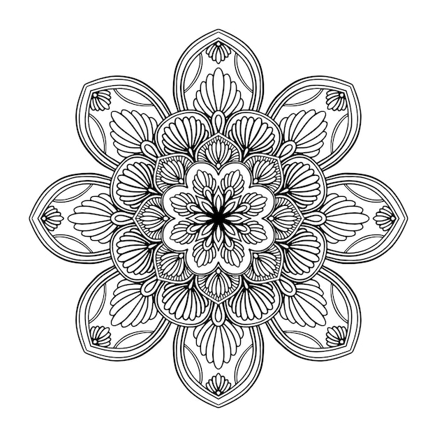 Vector mandala de flores redondas para tatuaje henna elementos decorativos vintage patrones orientales