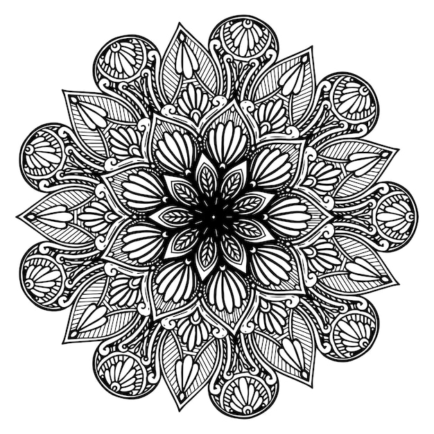 Vector mandala de flores redondas para tatuaje henna elementos decorativos vintage vector de patrones orientales