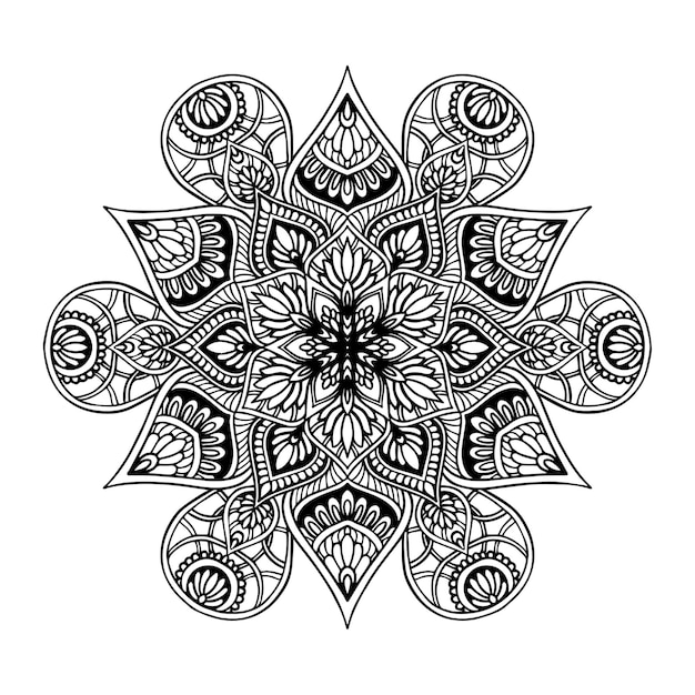 Mandala de flores redondas para tatuaje, henna o página para colorear