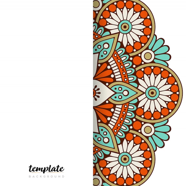 Mandala fondo blanco. Ornamento floral redondo