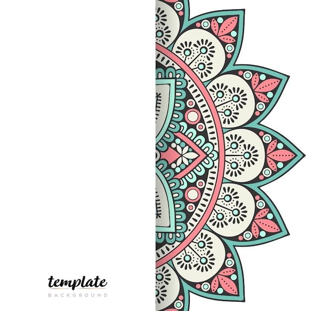Mandala fondo blanco. Ornamento floral redondo