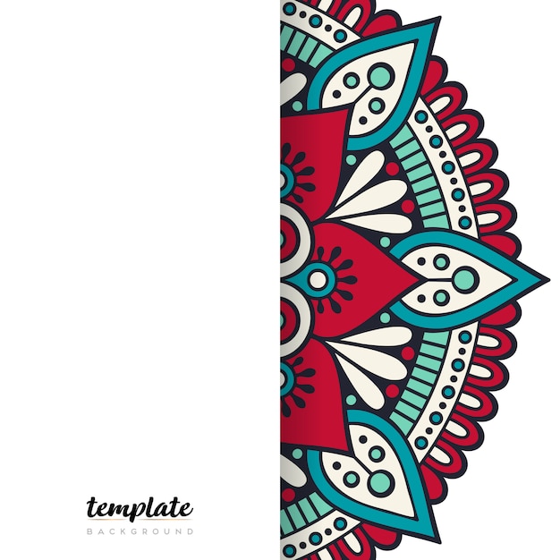 Mandala fondo blanco. Ornamento floral redondo