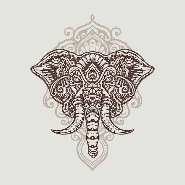 Vector mandala ganesha blanco negro ilustración dibujada mano