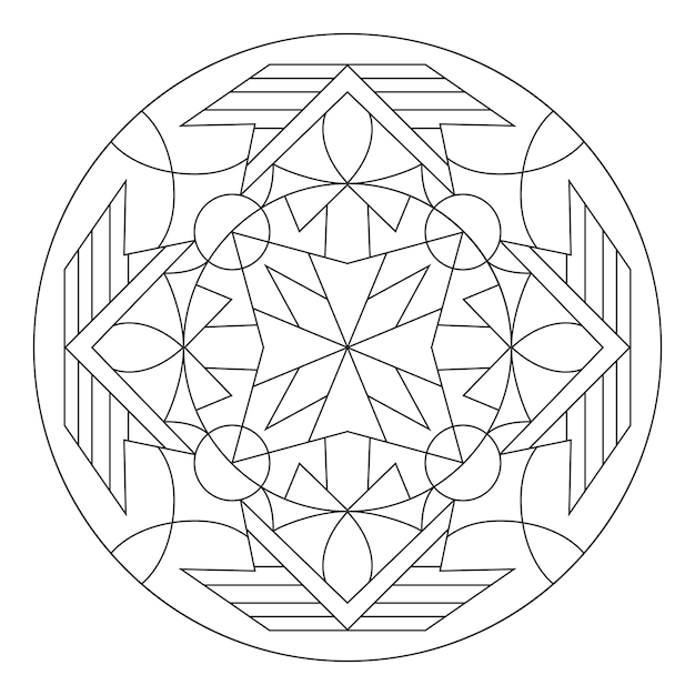 Mandala de geometría sagrada página para colorear para adultos signos místicos abstractos ilustración vectorial