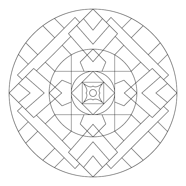 Mandala de geometría sagrada página para colorear para adultos Signos místicos abstractos ilustración vectorial