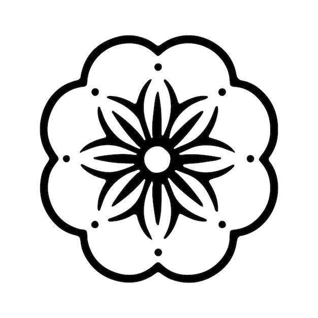 Mandala geométrica Clipart Libro de colorear Mandala musulmana Ornamento redondo Patrón árabe Negro