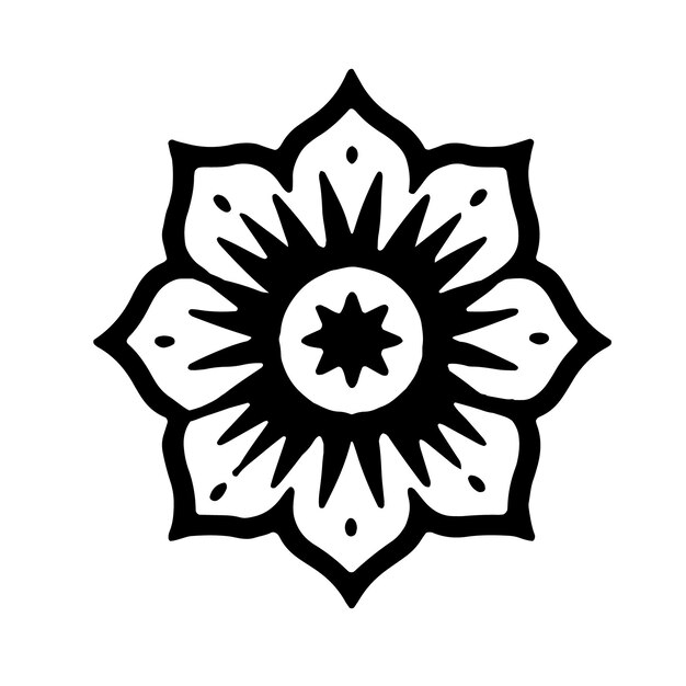 Mandala geométrica Clipart Libro de colorear Mandala musulmana Ornamento redondo Patrón árabe Negro