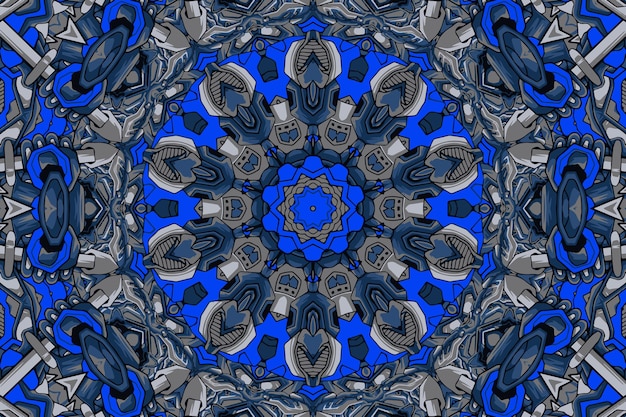 Mandala geométrica étnica azul imprimir fondo de vector colorido