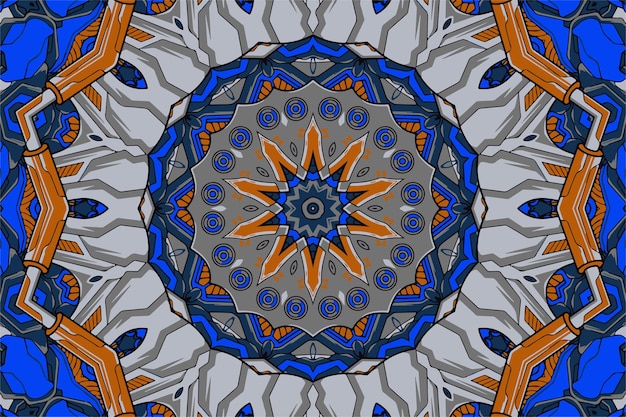 Mandala geométrica étnica azul imprimir fondo de vector colorido