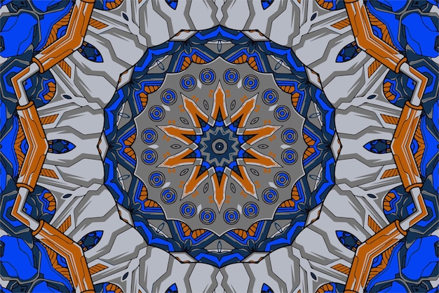 Mandala geométrica étnica azul imprimir fondo de vector colorido