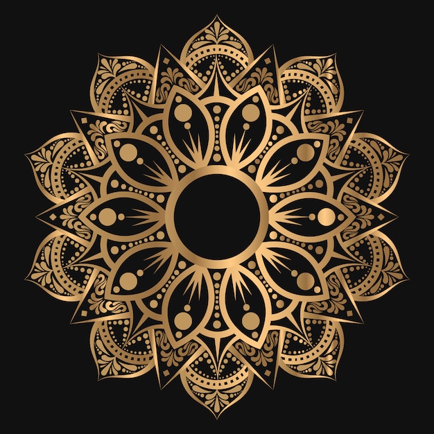 Mandala geométrica de lujo en color dorado Este