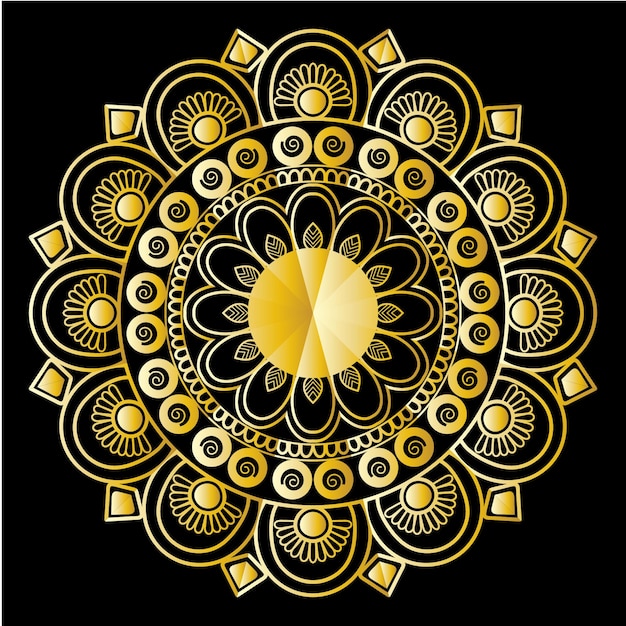 Mandala de gradiente multicolor sobre un fondo negro