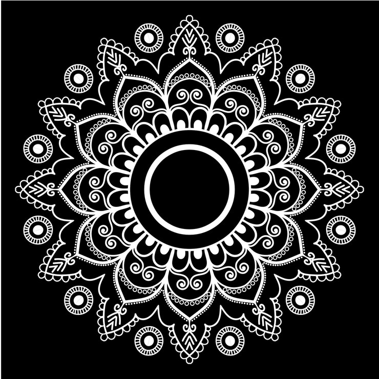 Mandala de gradiente multicolor sobre un fondo negro