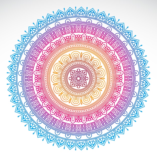 Mandala de gradiente redondo en un fondo blanco aislado