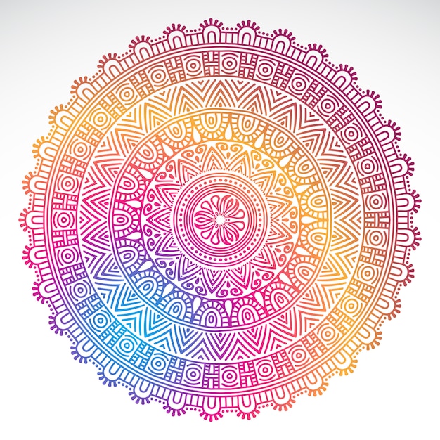 Mandala de gradiente redondo en un fondo blanco aislado