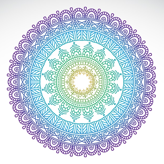 Mandala de gradiente redondo en un fondo blanco aislado