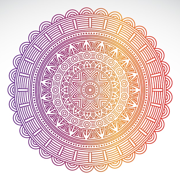 Mandala de gradiente redondo en un fondo blanco aislado