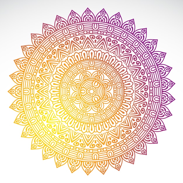 Mandala de gradiente redondo en un fondo blanco aislado