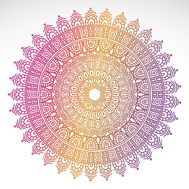 Vector mandala de gradiente redondo sobre fondo blanco aislado