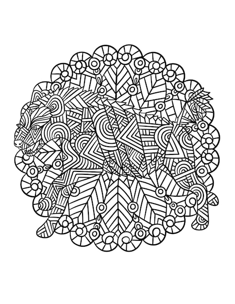 Mandala de hiena para colorear para adultos