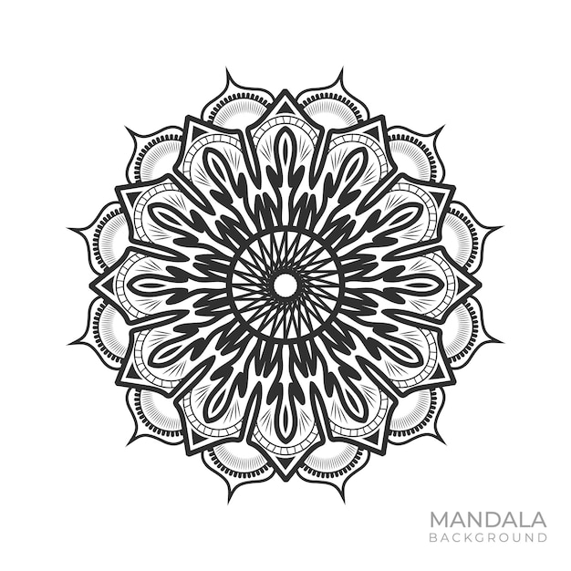 Mandala en una ilustración de arte de vector de fondo blanco