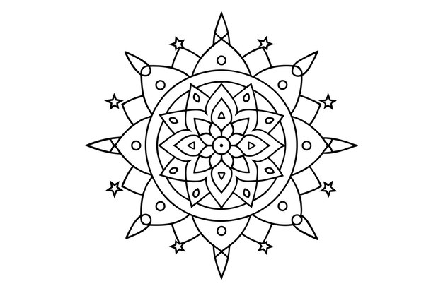 Mandala para la ilustración de libros de colorear con formas únicas 2