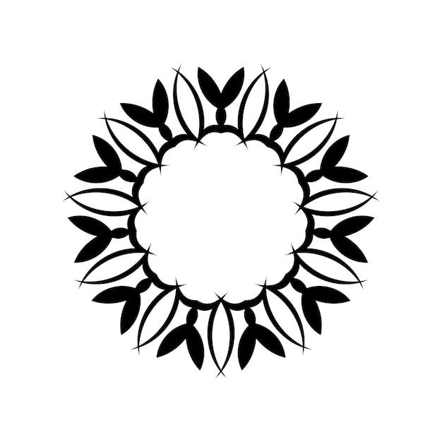 Mandala indio blanco y negro logo en blanco y negro Vector oriental Patrones de terapia antiestrés Elementos de diseño de tejido Logos de yoga vector