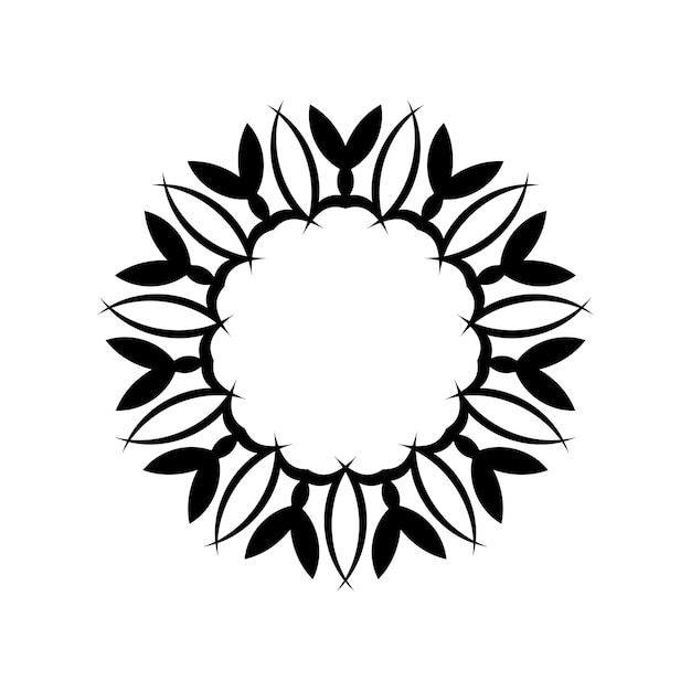 Mandala indio blanco y negro logo en blanco y negro Vector oriental Patrones de terapia antiestrés Elementos de diseño de tejido Logos de yoga vector