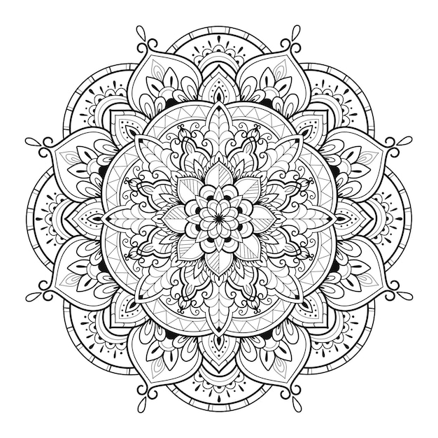 Mandala Libro para colorear arte papel tapiz diseño azulejo patrón camisa tarjeta de felicitación pegatina patrón de encaje y decoración de tatuajes para diseño de interiores Vector étnico oriental círculo ornamento fondo