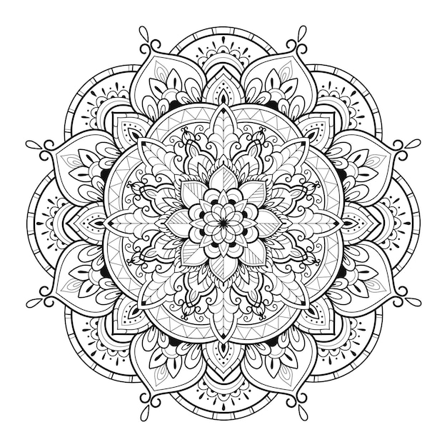 Mandala libro para colorear arte papel tapiz diseño azulejo patrón camisa tarjeta de felicitación pegatina patrón de encaje y decoración de tatuajes para diseño de interiores vector étnico oriental círculo ornamento fondo