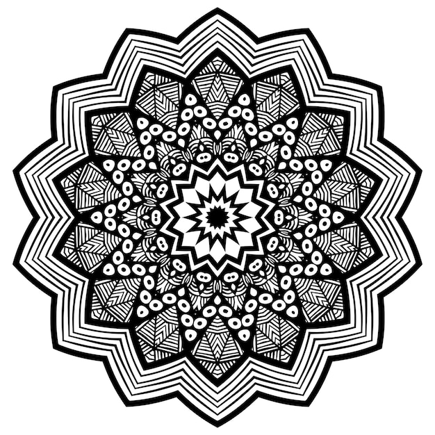 Mandala libro para colorear plantilla diseño de papel tapiz patrón de encaje y decoración de tatuajes para diseño de interiores vector dibujado a mano étnico oriental círculo ornamento fondo blanco estilo indio