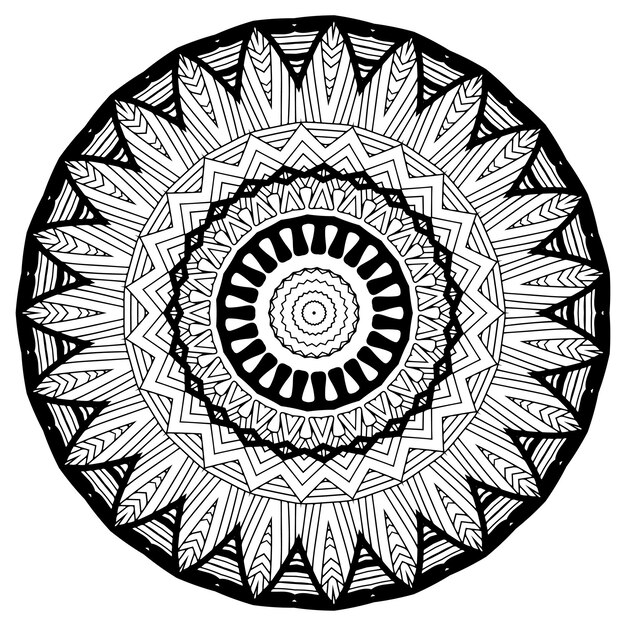 Mandala Libro para colorear plantilla diseño de papel tapiz patrón de encaje y decoración de tatuajes para diseño de interiores Vector dibujado a mano étnico oriental círculo ornamento fondo blanco estilo indio