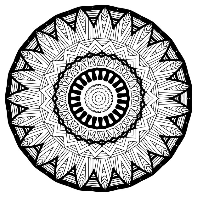 Mandala Libro para colorear plantilla diseño de papel tapiz patrón de encaje y decoración de tatuajes para diseño de interiores Vector dibujado a mano étnico oriental círculo ornamento fondo blanco estilo indio