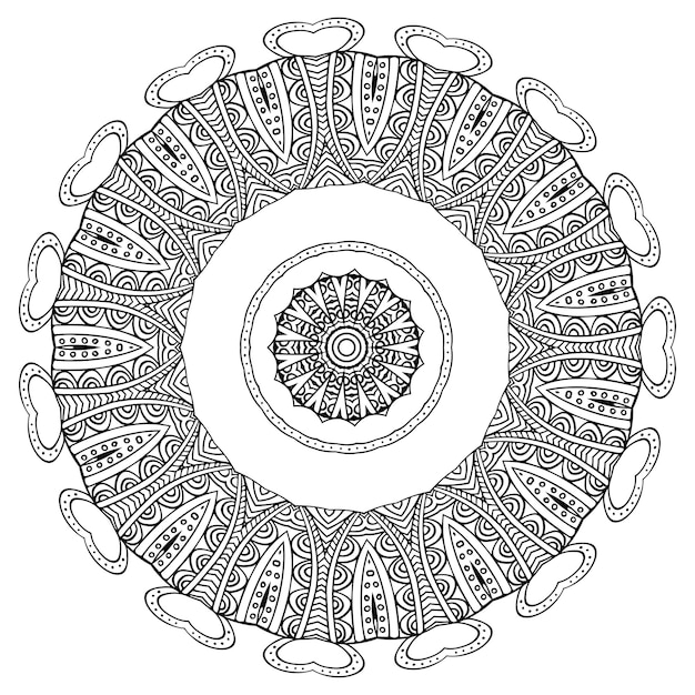 Mandala libro para colorear plantilla diseño de papel tapiz patrón de encaje y decoración de tatuajes para diseño de interiores vector dibujado a mano étnico oriental círculo ornamento fondo blanco estilo indio