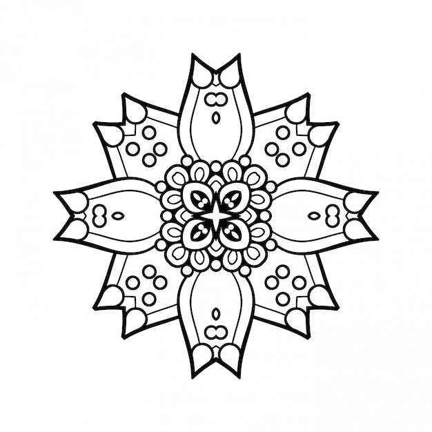 Mandala Línea simple, elemento decorativo para colorear.