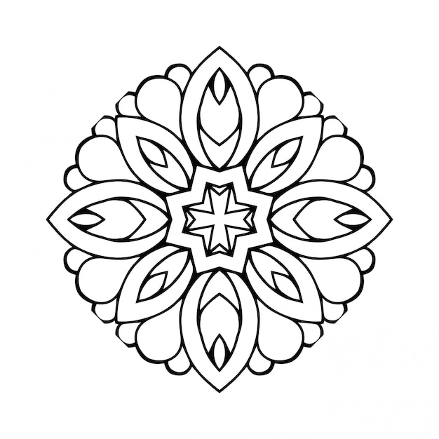 Mandala Línea simple, elemento decorativo para colorear.